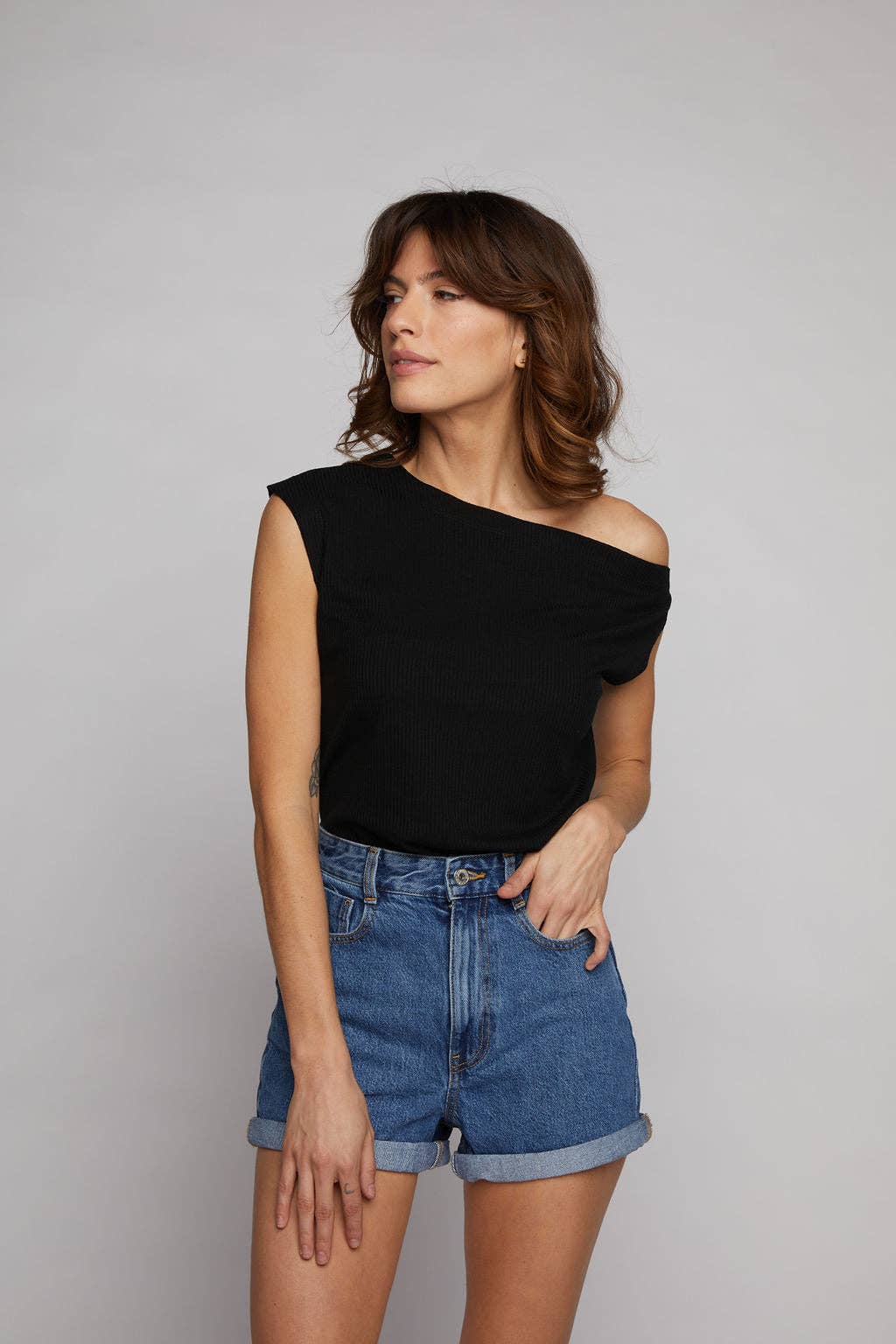 Drop Shoulder Top - Black for wholesale on Faire1