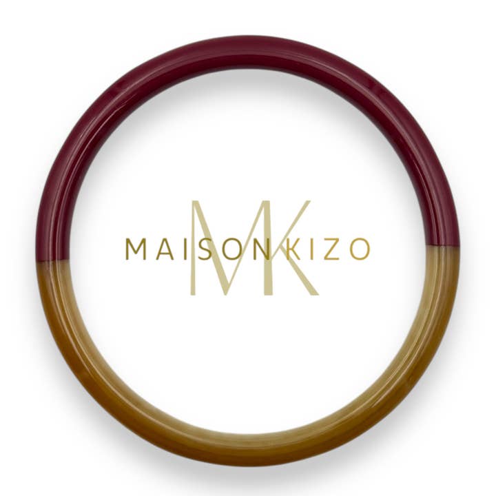 Lacquered bangle in Bordeaux buffalo horn 6mm for wholesale by MAISON KIZO