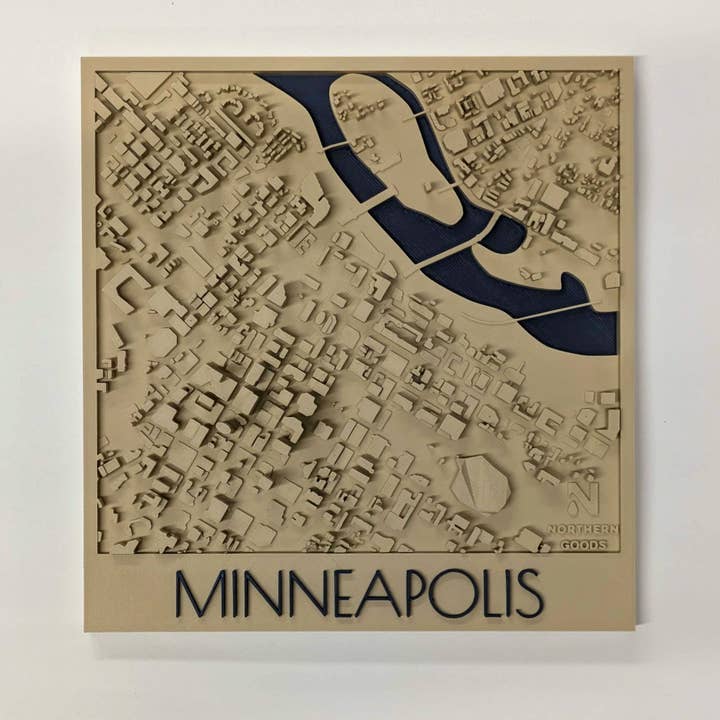 Minneapolis 3D Map for wholesale by Northern Goods