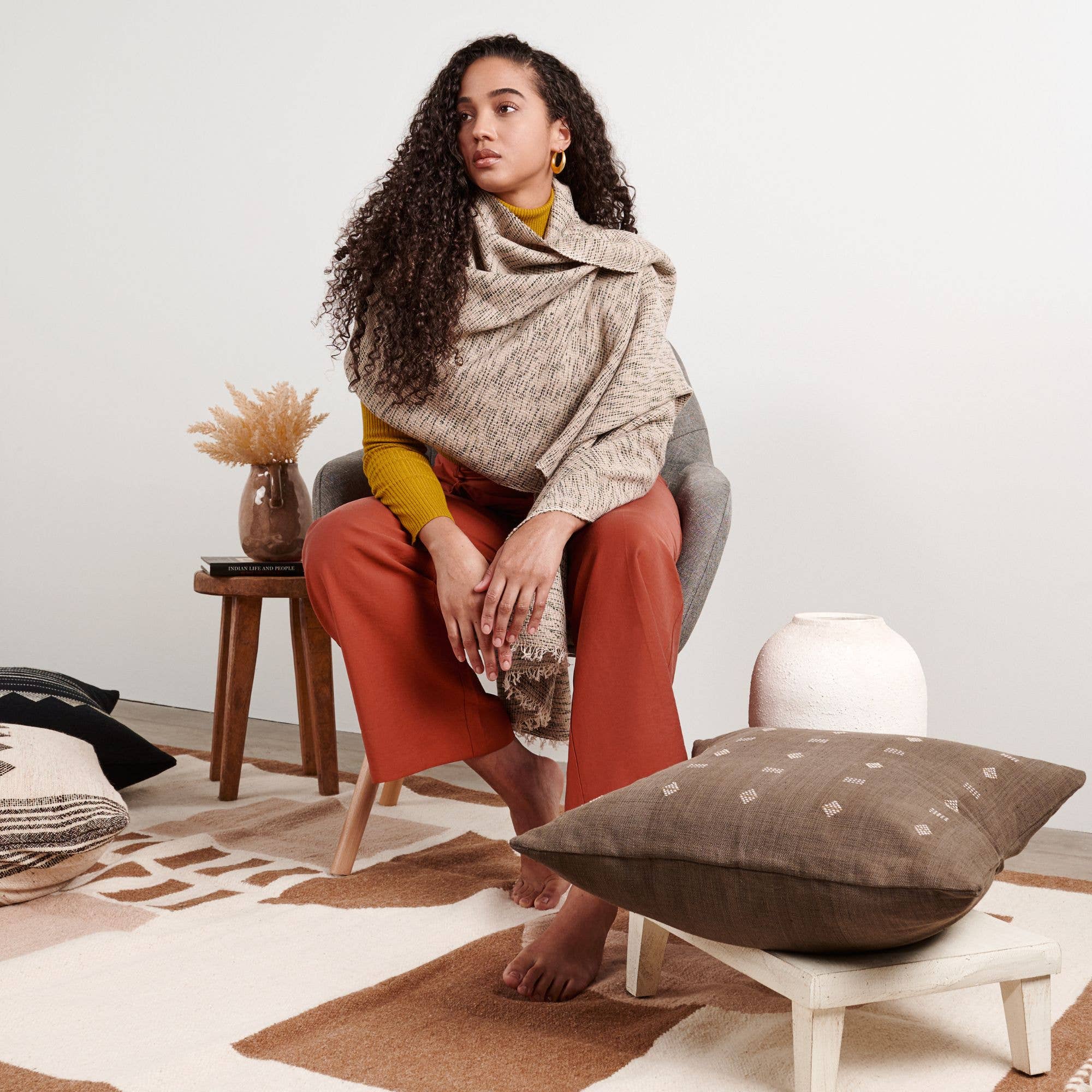 Variously – Engroshandel Tørklæde - Dame – Skovnat Cashmere Håndvævet Moderne Kunsthåndværker Tørklæde7