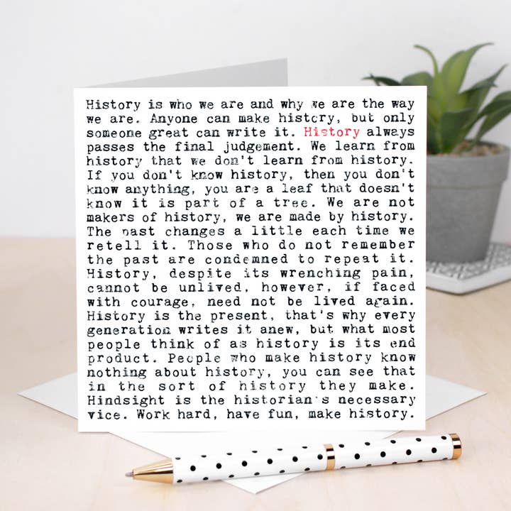 History Quotes Card For History Students And Historians for wholesale by Coulson Macleod (U.S. Duties Paid)