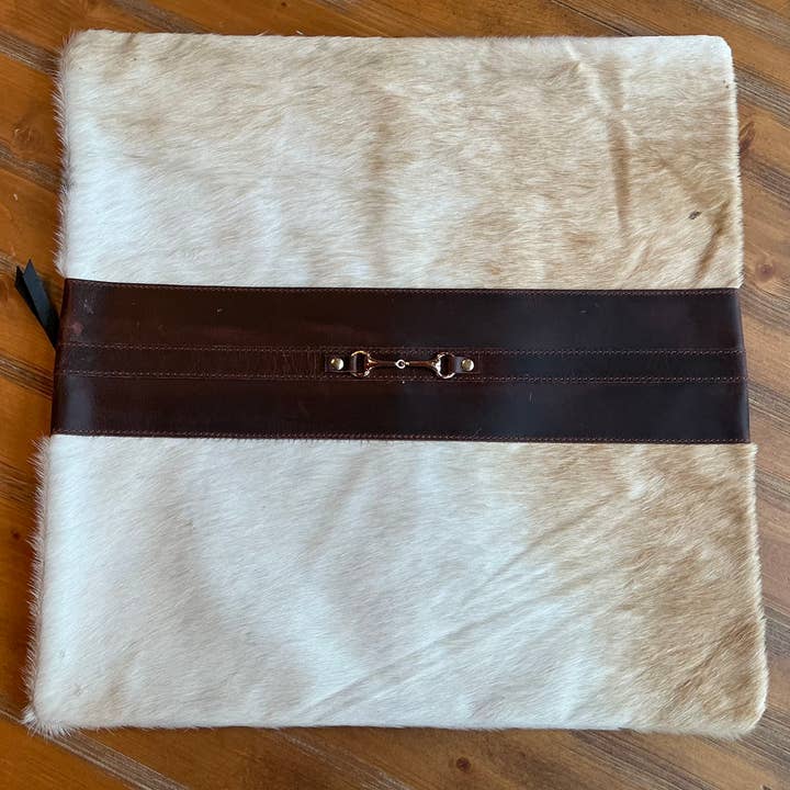 Westrian International - Wholesale Throw Pillow Cover - CLEARANCE Snaffle Bit Cowhide Leather Pillow Cover 18”5