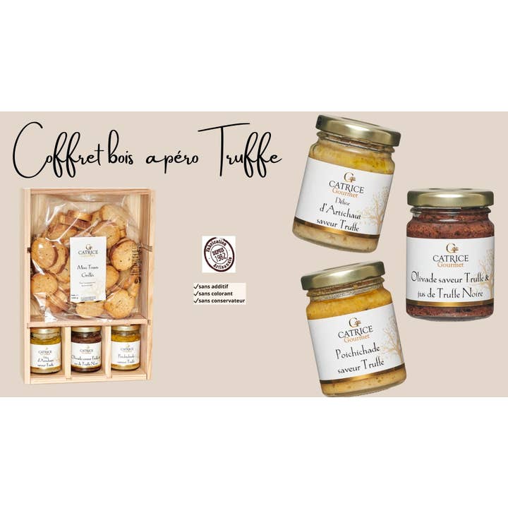 COFFRET cadeau gourmand - COFFRET Bois APERO Truffe pour la vente par CATRICE GOURMET