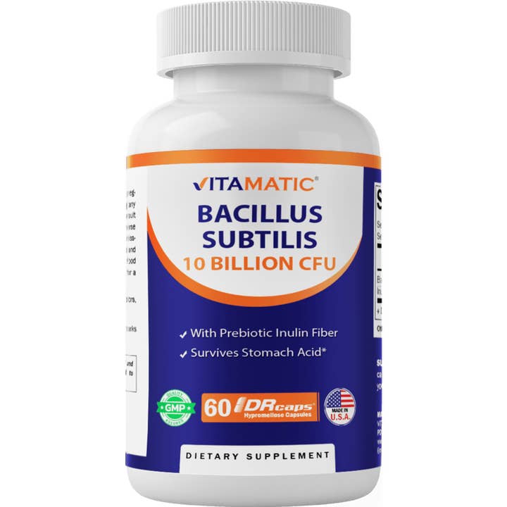 Vitamatic | Bacillus Subtilis 10 Billion | 60 DR Capsules for wholesale by Vitamatic