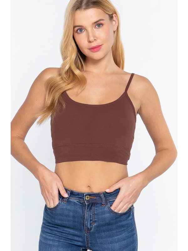 Active Basic | Active USA - Wholesale Camisole - Women's - Round Neck Removable Bra Cup Twisted Back Cami Top
