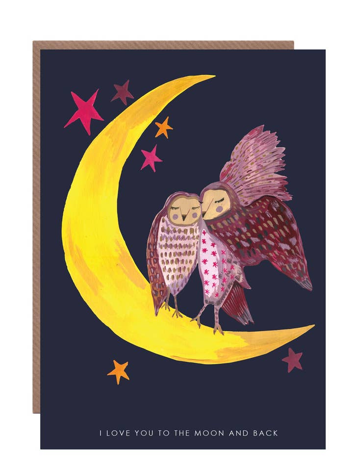 Carte de vœux « Owls On Moon » pour la vente par Hutch Cassidy (Greetings Cards and Paper Goods)
