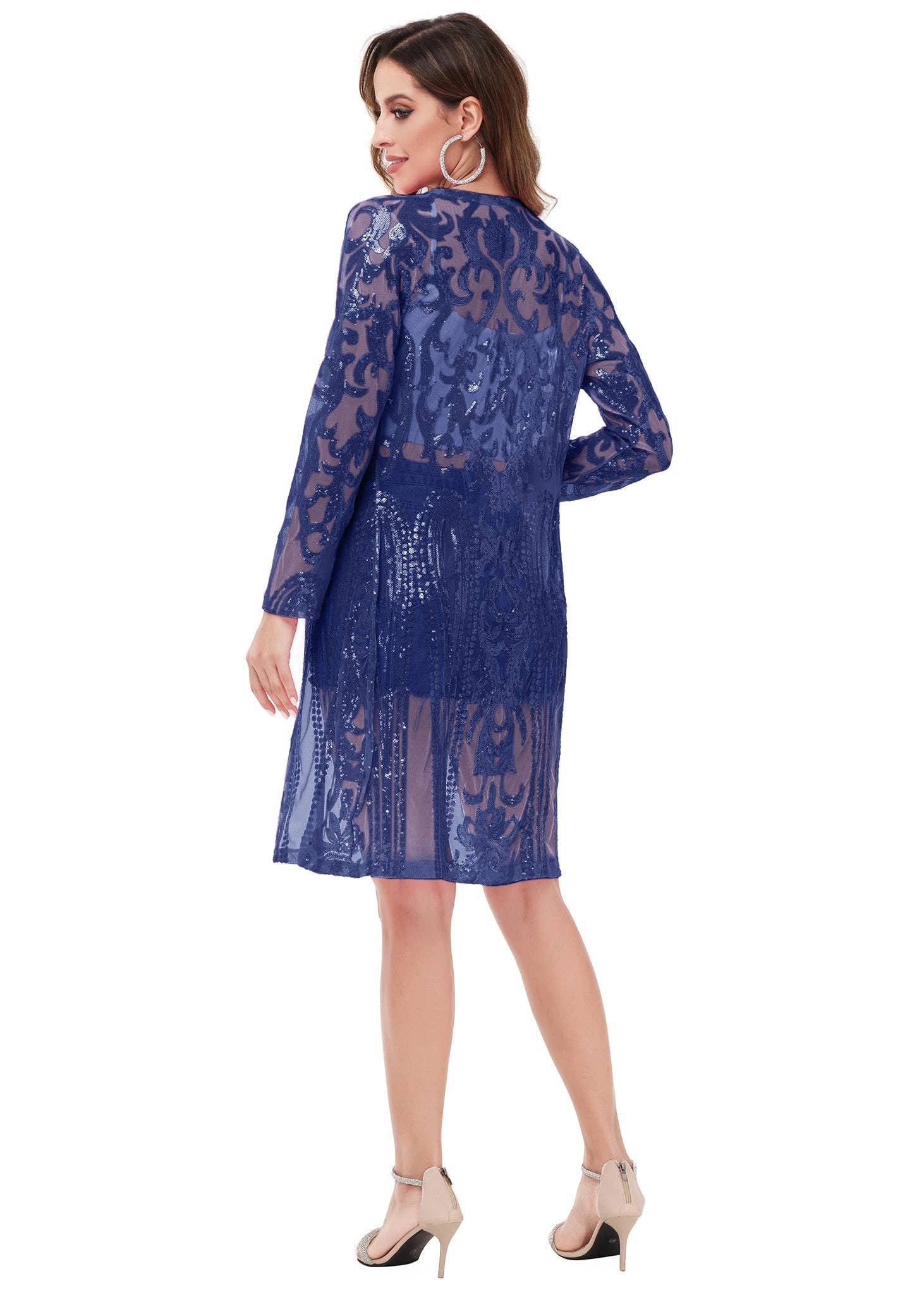 Anna Kaci Wholesale - Vente Kimono – femme - Cardigan à paillettes pour femmes à manches longues et ouvert sur le devant36