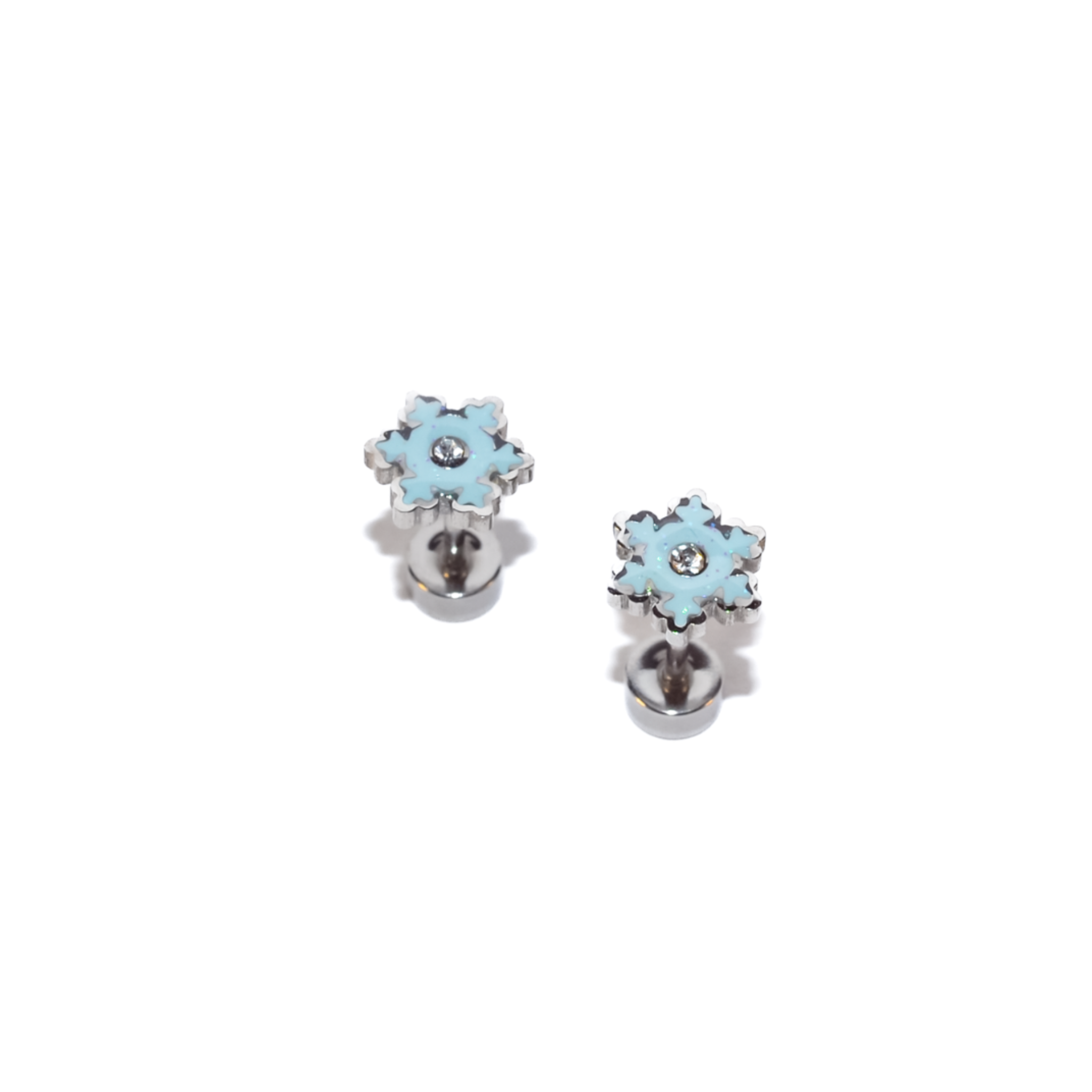 Adorn512 - Wholesale Stud/Post Earrings - Snowflake Enamel Screwbacks0