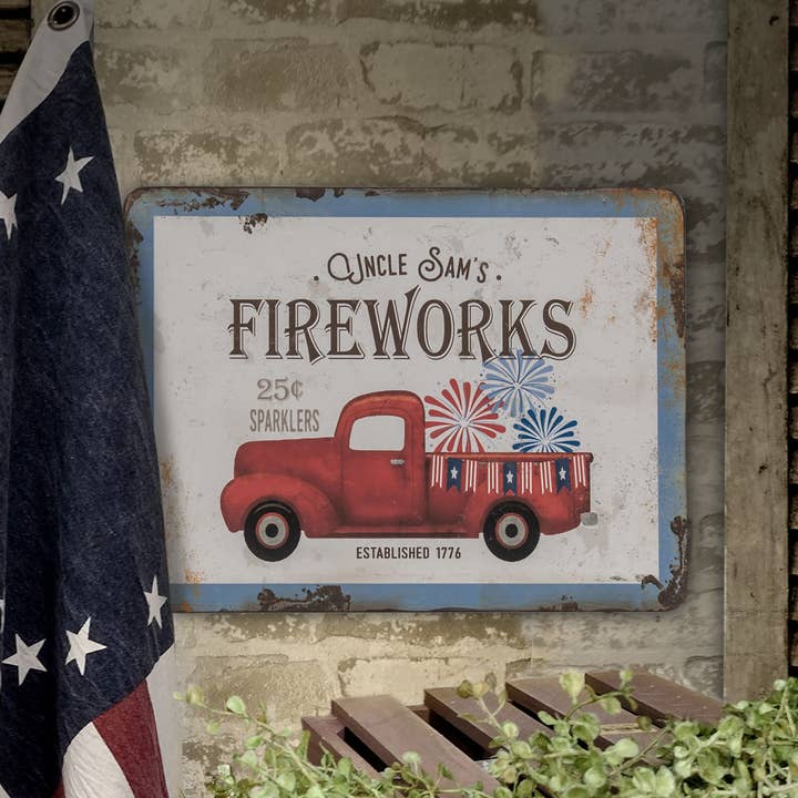 Col House Designs - Wholesale Sign - Uncle Sam's Fireworks Truck Rustic Metal Sign