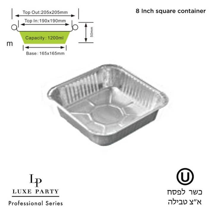Luxe Party - Wholesale Baking Dish - 8" Square Disposable Aluminum Foil Pans - 500pk1