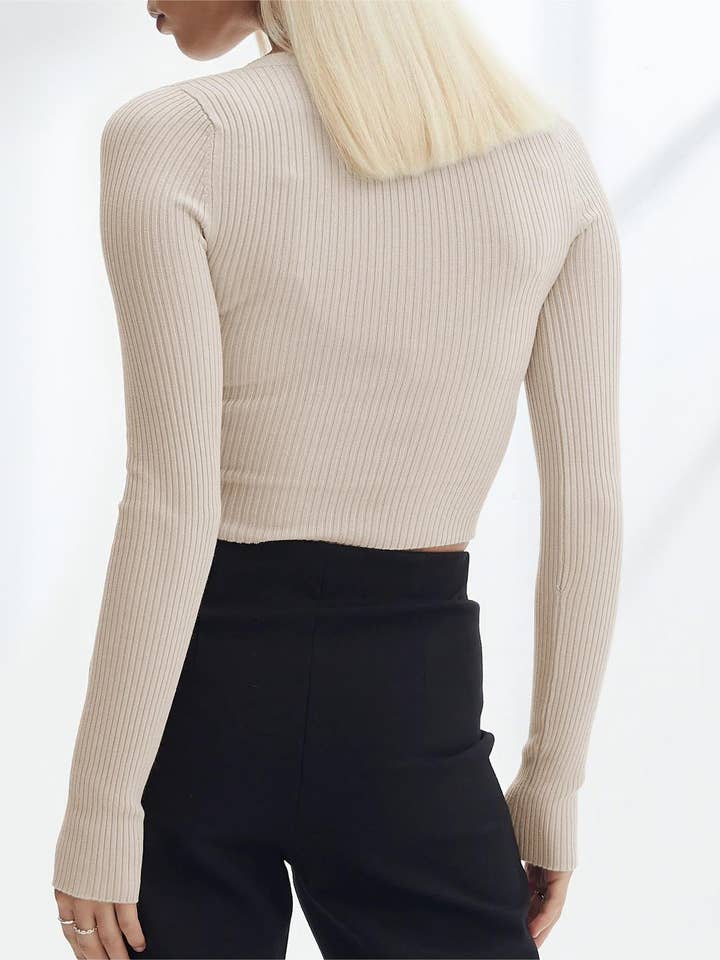 HIDDENBRAND - Wholesale Knit Top - Women's - Knit undershirt V-neck t-shirt top7