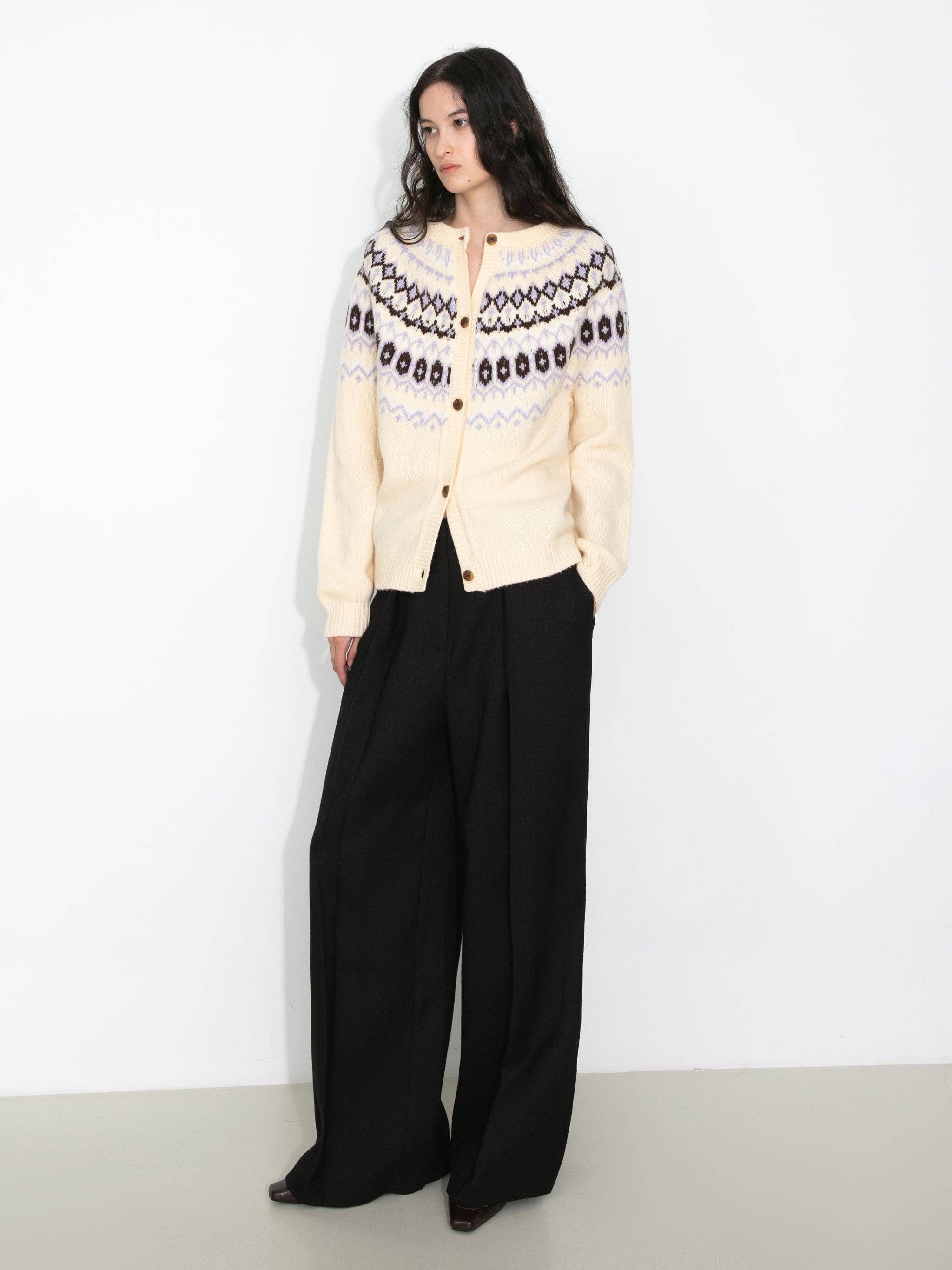 CUBIC - Wholesale Cardigan - Women's - 100% Wool Fair Isle Wool Knit Cardigan8