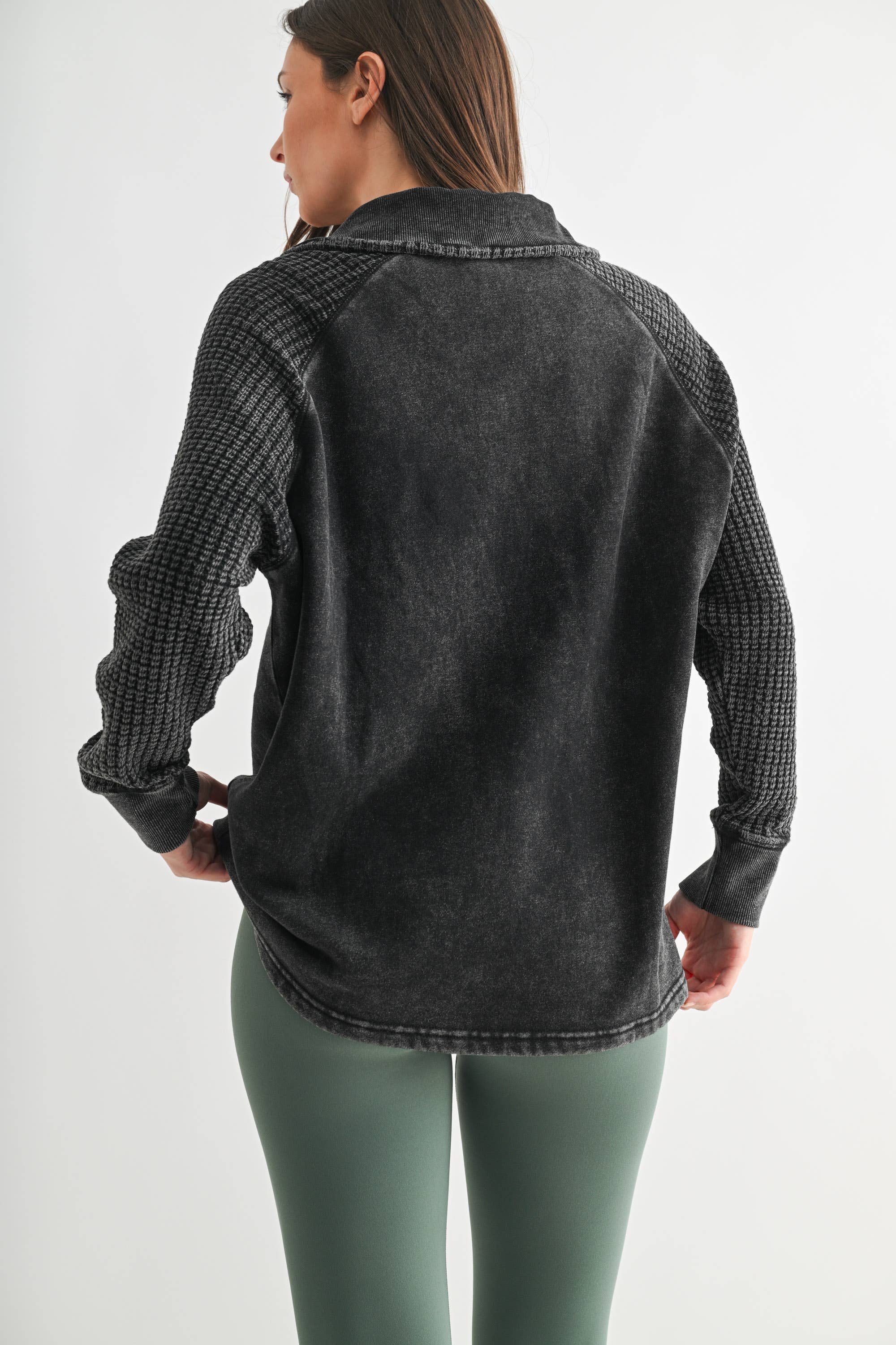 Mono B - Vente Haut en maille – femme - Henley en tricot gaufré Duality6