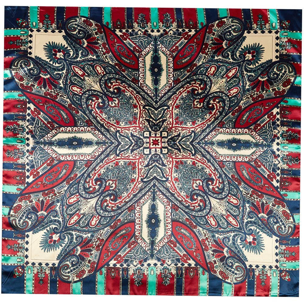 Dipped Shop – wholesale Halsduk - Dam – Leopard Vintage Färgblock Fyrkantig Satinscarf DP25E6032