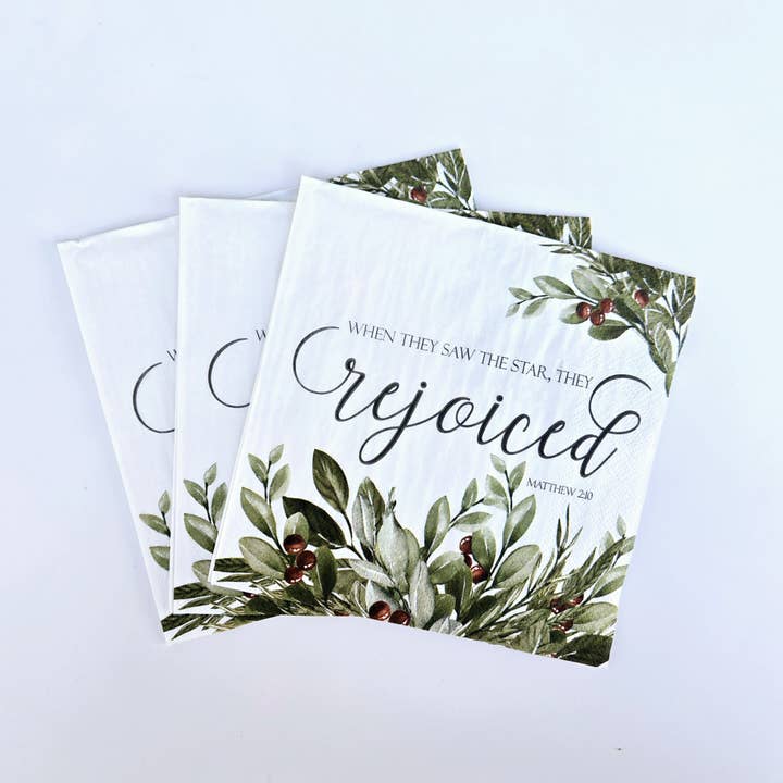 Winter Green Christmas Paper Napkins | 20 ct Scripture Nap for wholesale by Pearls of Parchment