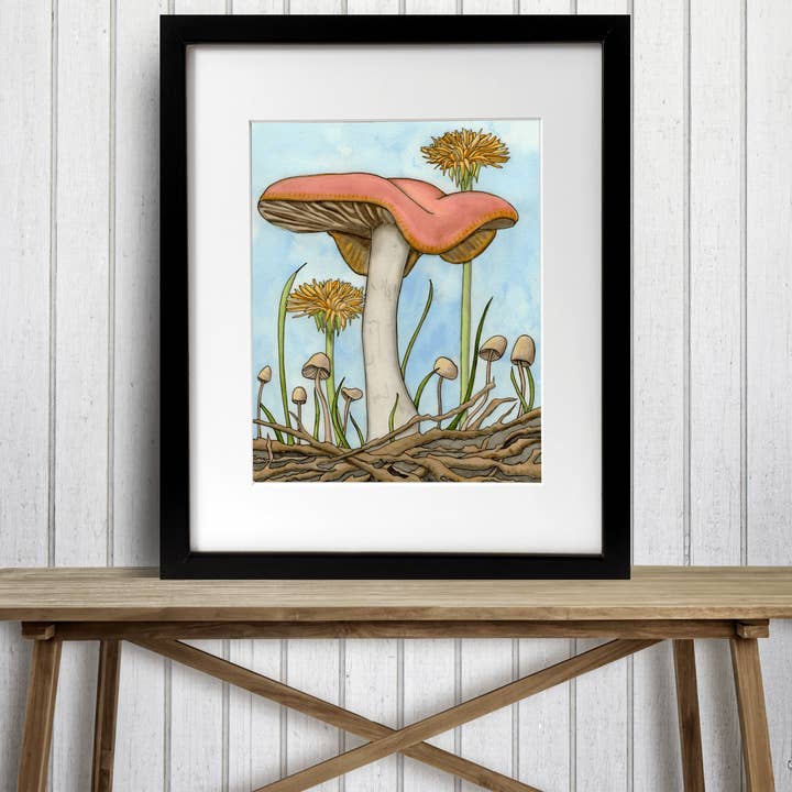 "Spring Mushrooms" Watercolor Painting: Art Print for wholesale by PinkPolish Design