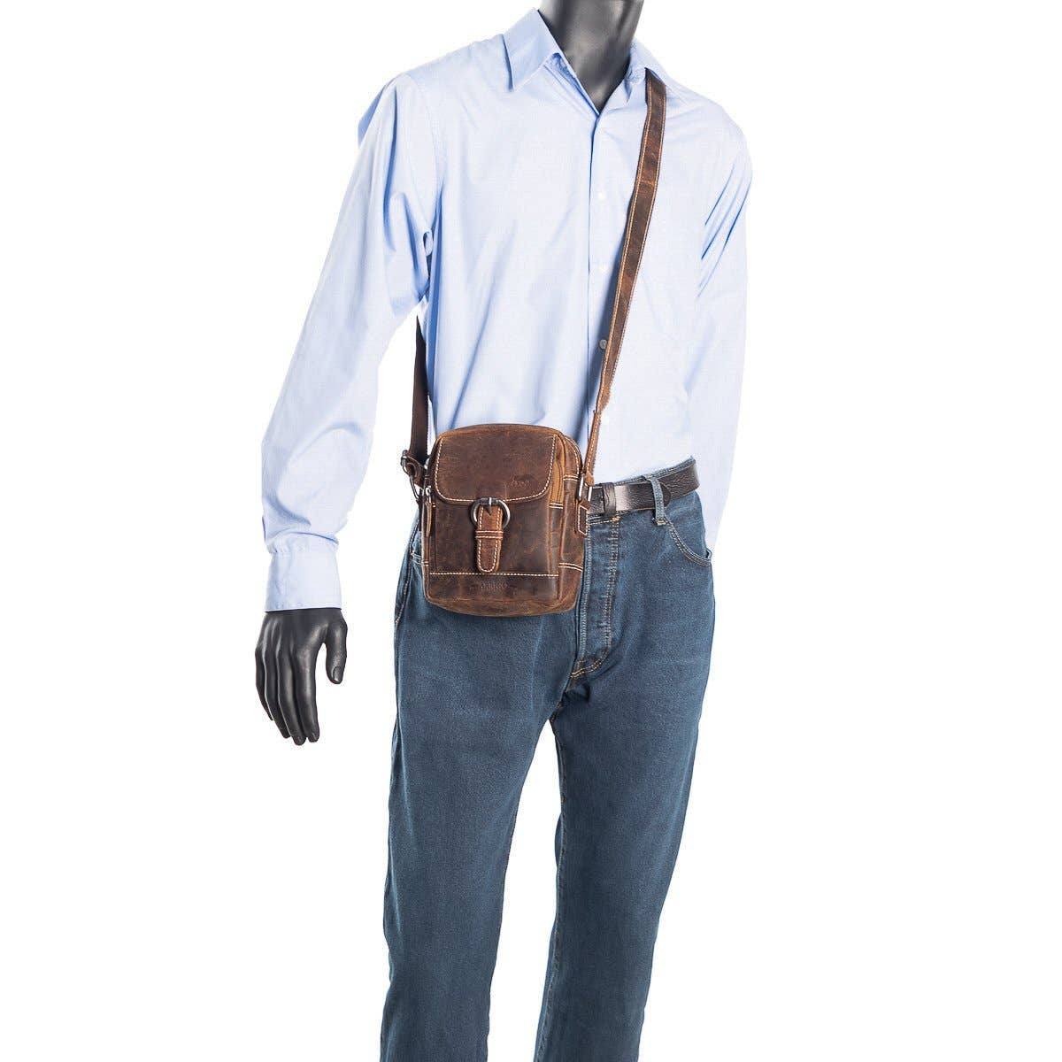 Arrigo – wholesale Axelremsväska – Unisex – Kompakt unisex axelväska i buffelskinn, 3 färger8