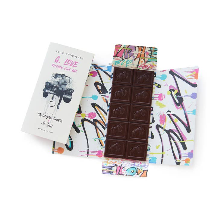 G. Love Kitchen Sink Chocolate Bar for wholesale by Éclat Chocolate