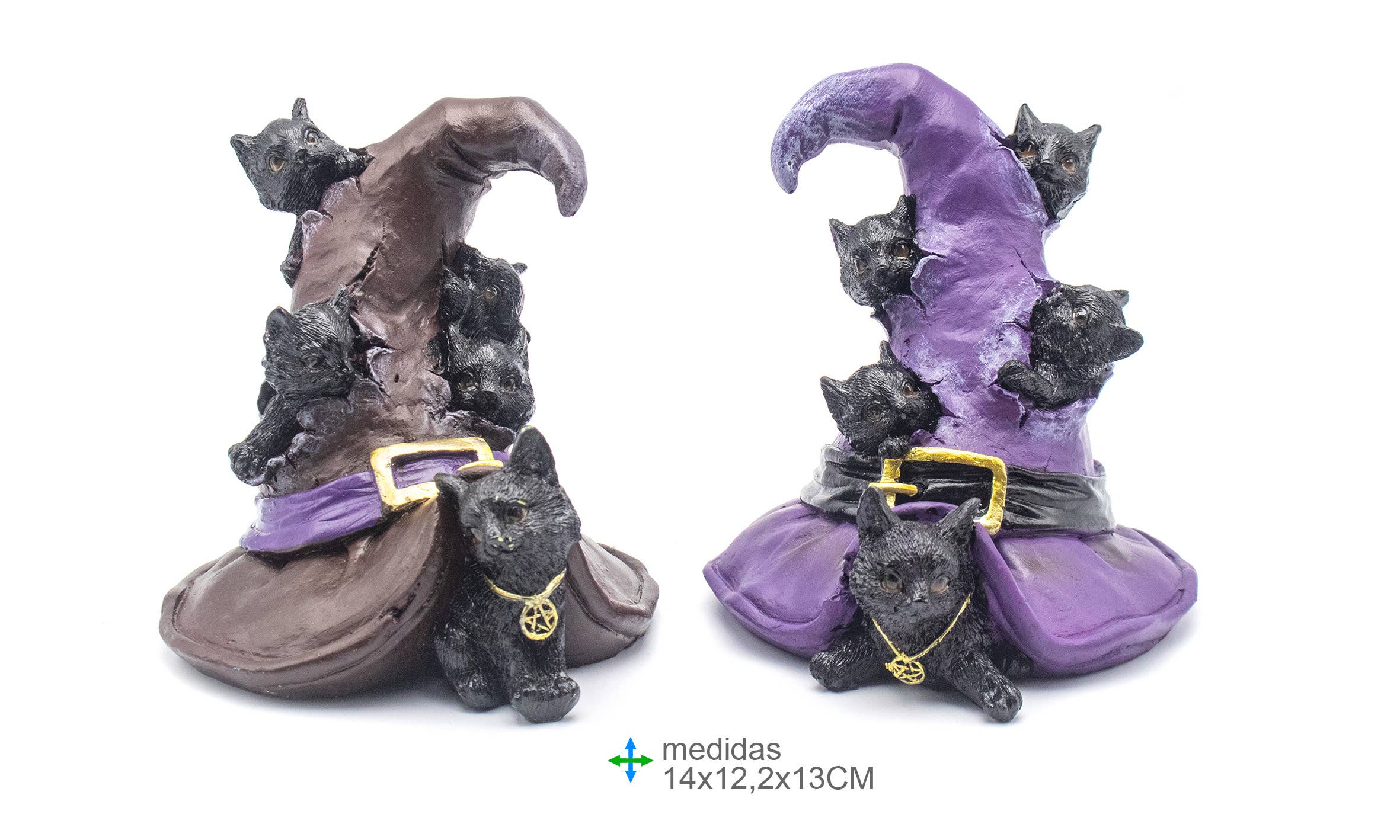 Esoterica Arte – Estatueta decorativa por atacado – Gato Wicca Resina 14 x 12, 2 x 13 cm (2 unid)0