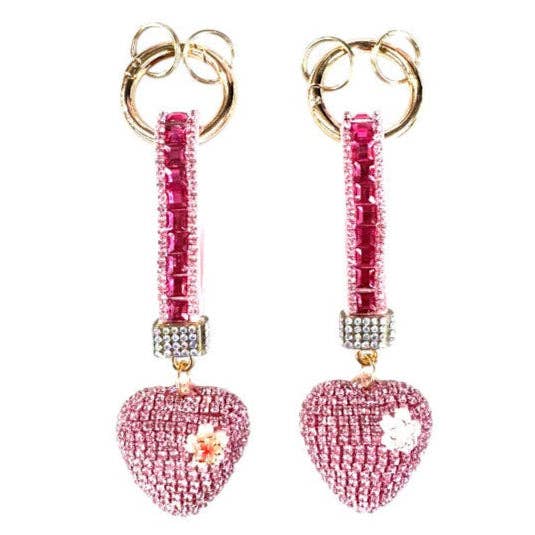 SORTIERT Doppelseitiger Strass-Herz-Schlüsselanhänger KC41101-11 (12 Stück) für den Großhandel auf Faire3