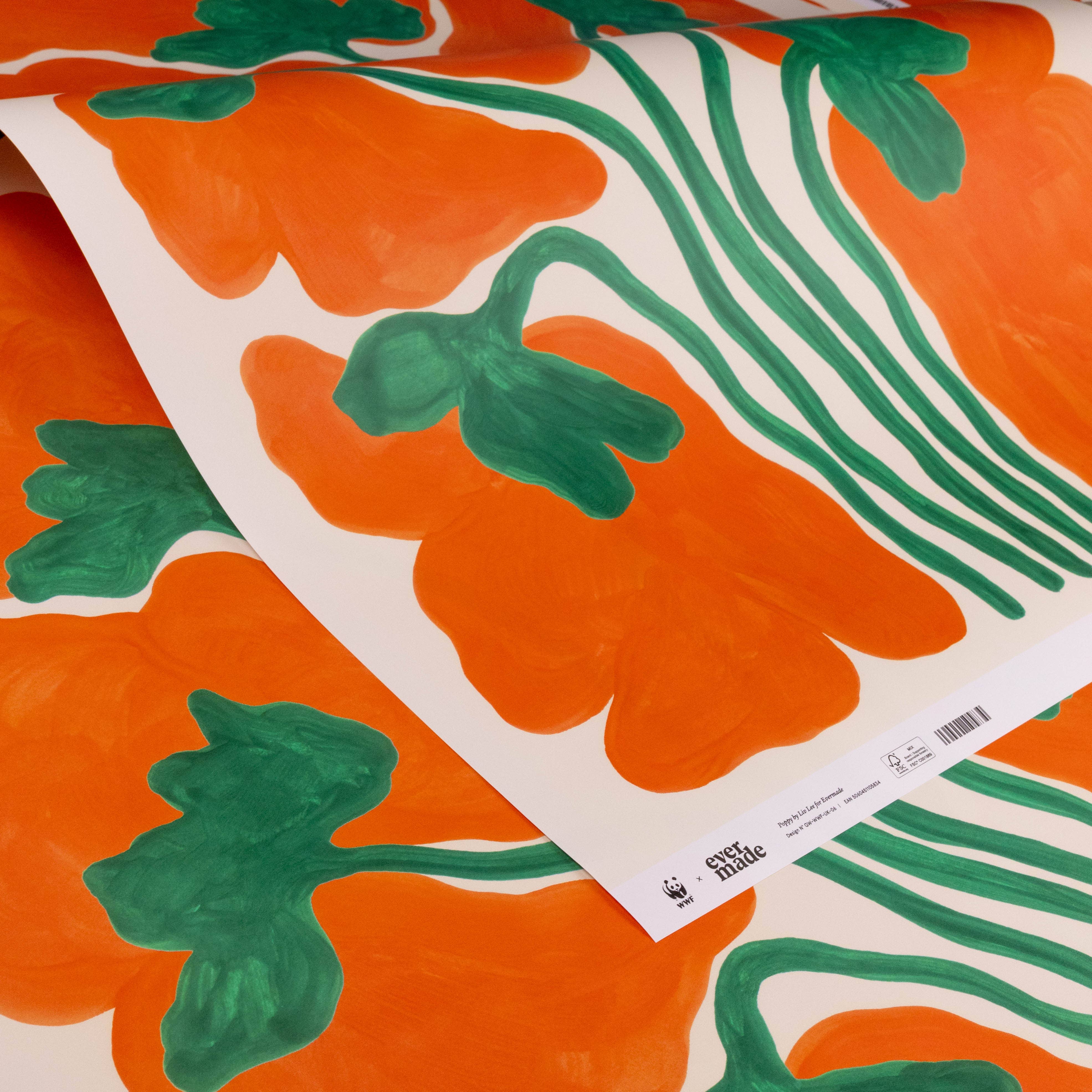 Evermade - Wholesale Flat Wrap - Poppy Gift Wrap by Liv Lee x WWF5