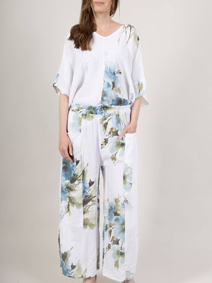 Shyloh - Wholesale Pants - Women's - Floral split linen trousers 20622