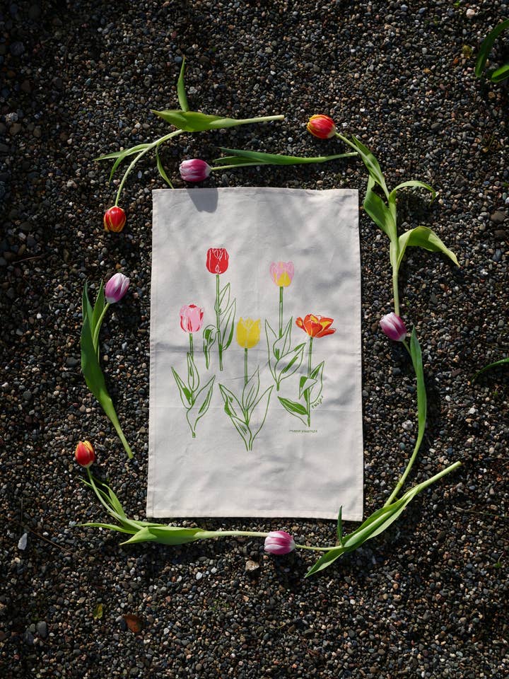 Tulip Tea Towel for wholesale by Maria Schoettler