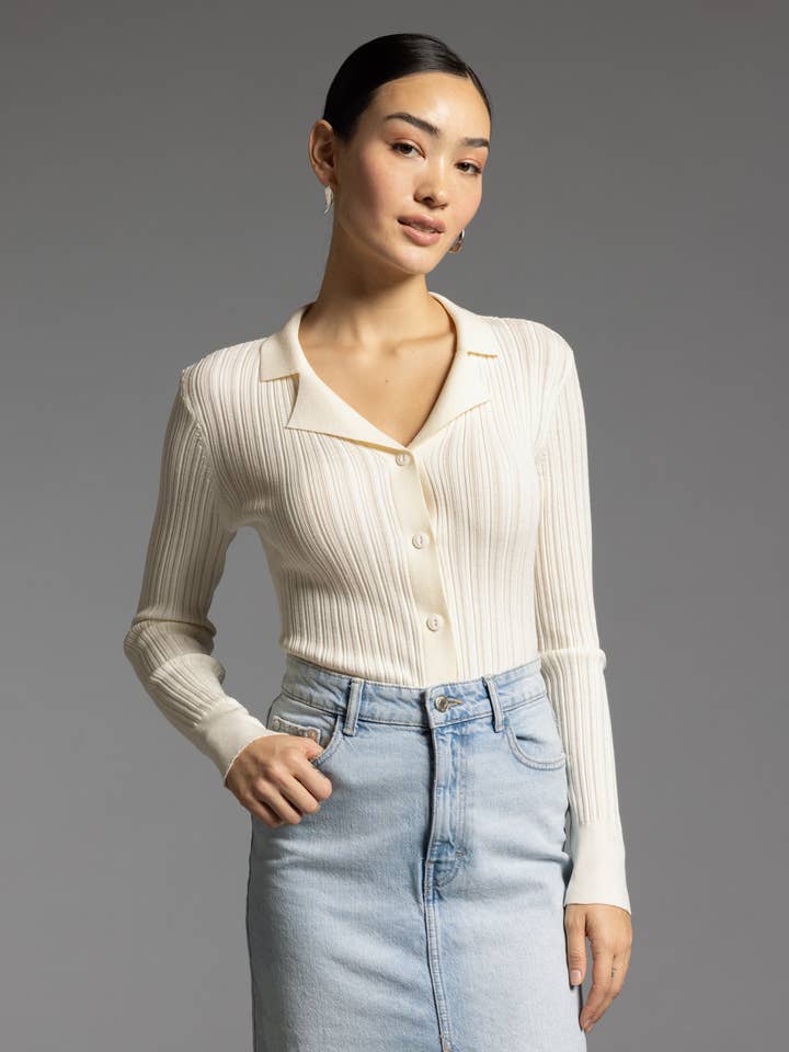 Weekend Los Angeles - Wholesale Knit Top - Women's - Notch Collar Knitted Top - ALLISON TOP