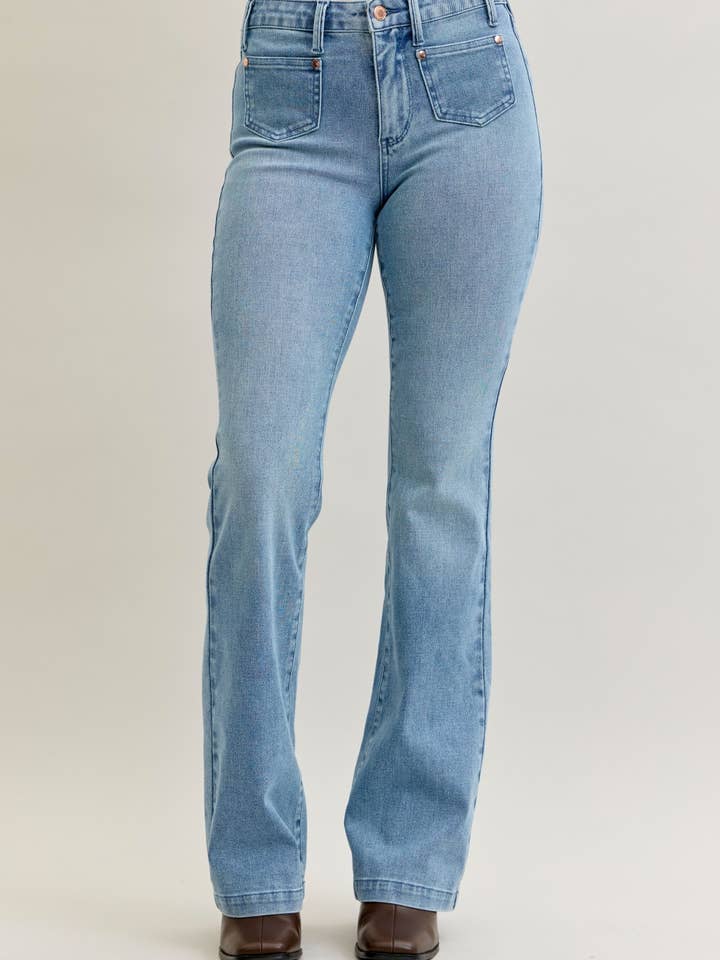 MR Bootcut Contrast Wash & Front Patch Pocket for wholesale by Judy Blue Jeans