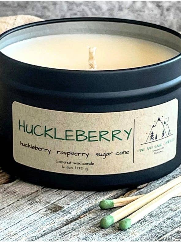 Huckleberry-6 oz Black Matte Candle Tin for wholesale by Pine and Sage Candles