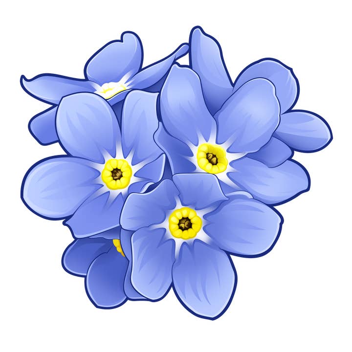 Flower Mini Sticker - 50 Forget Me Not Stickers for wholesale by Aurora Stickers