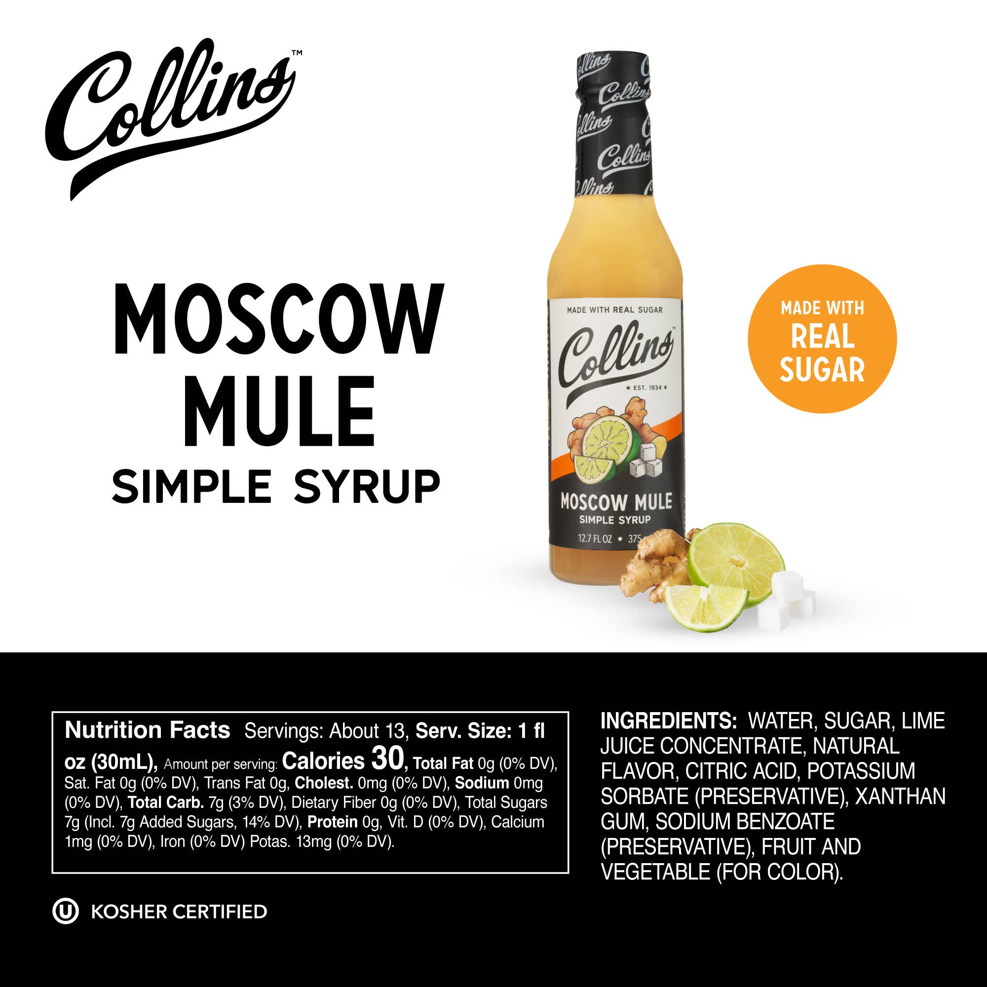 Collins - Wholesale Cocktail Mix/Syrup - Moscow Mule Simple Syrup 12.7 oz3