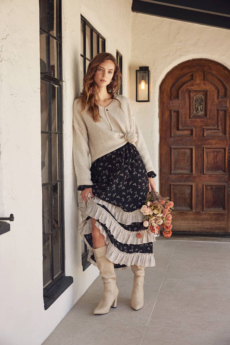 in february - Wholesale Knit Sweater - Women's - KIND TO PLANET WAFFLE SWEATER TOP WITH EXPOSED SEAM20