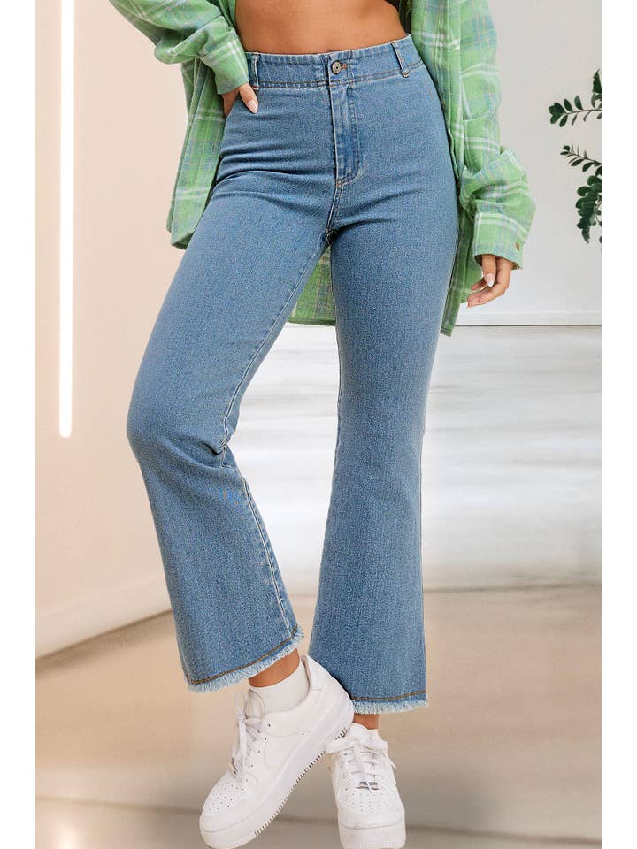 La Miel – Calças - Mulher por atacado – MCP3113-Calças Flare elástica de Cintura Alta Lavada e Macio30