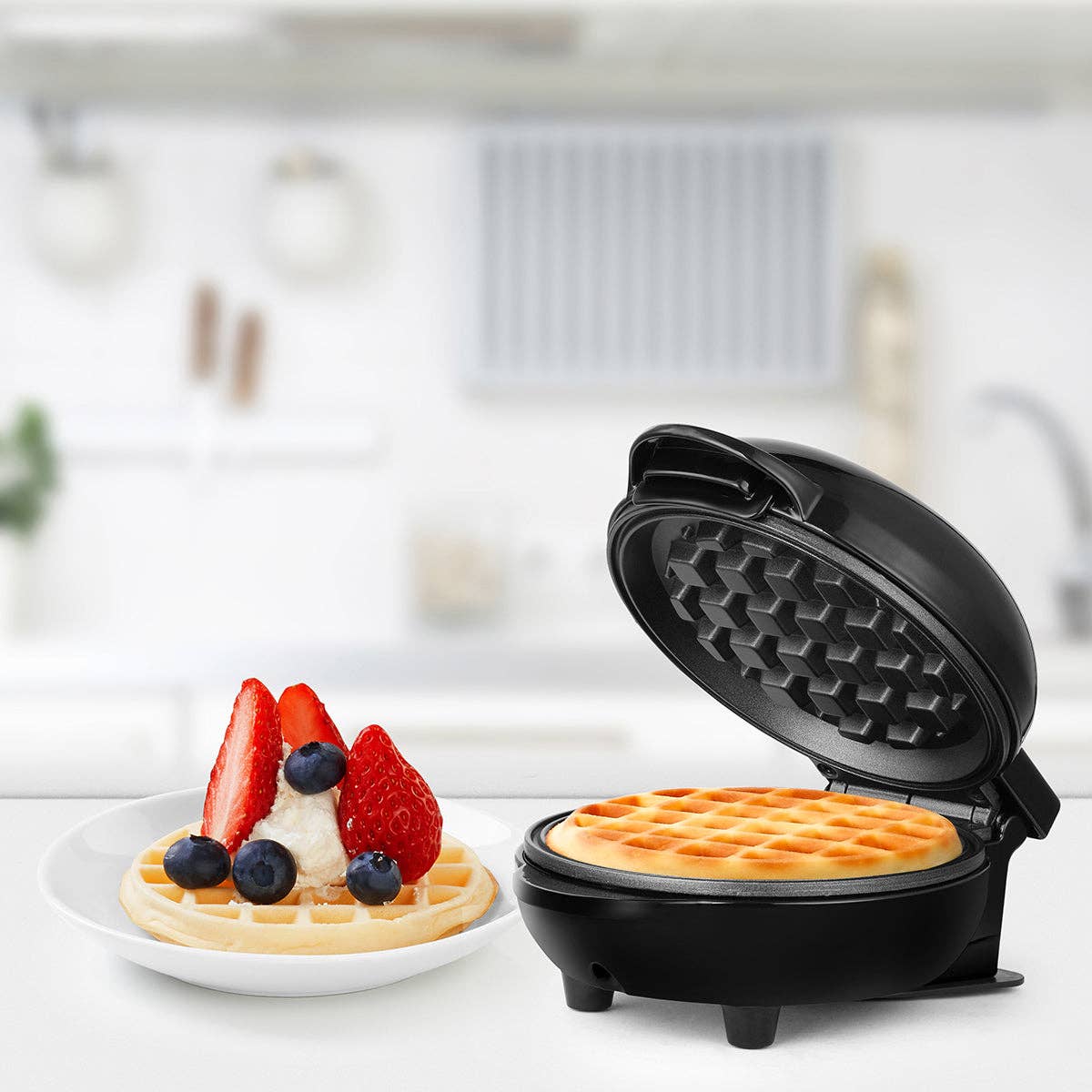 Holstein Housewares - Wholesale Kitchen Appliance - Personal Waffle Maker - 4 inch Mini - Assorted Colors 43