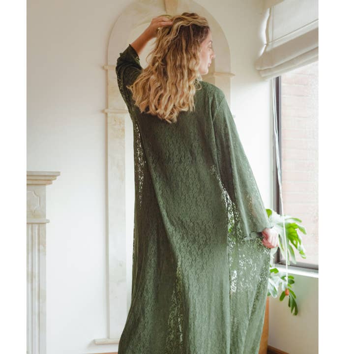 Aitana Oliven Kimono for engroshandel hos The Nylon Club