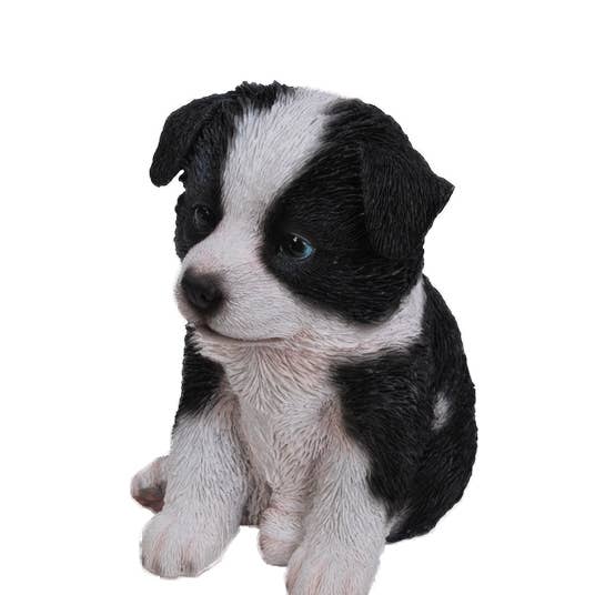 Hi-Line Gift Ltd. - Wholesale Decorative Figurine - Detailed Sitting Border Collie Puppy Decorative Figurine