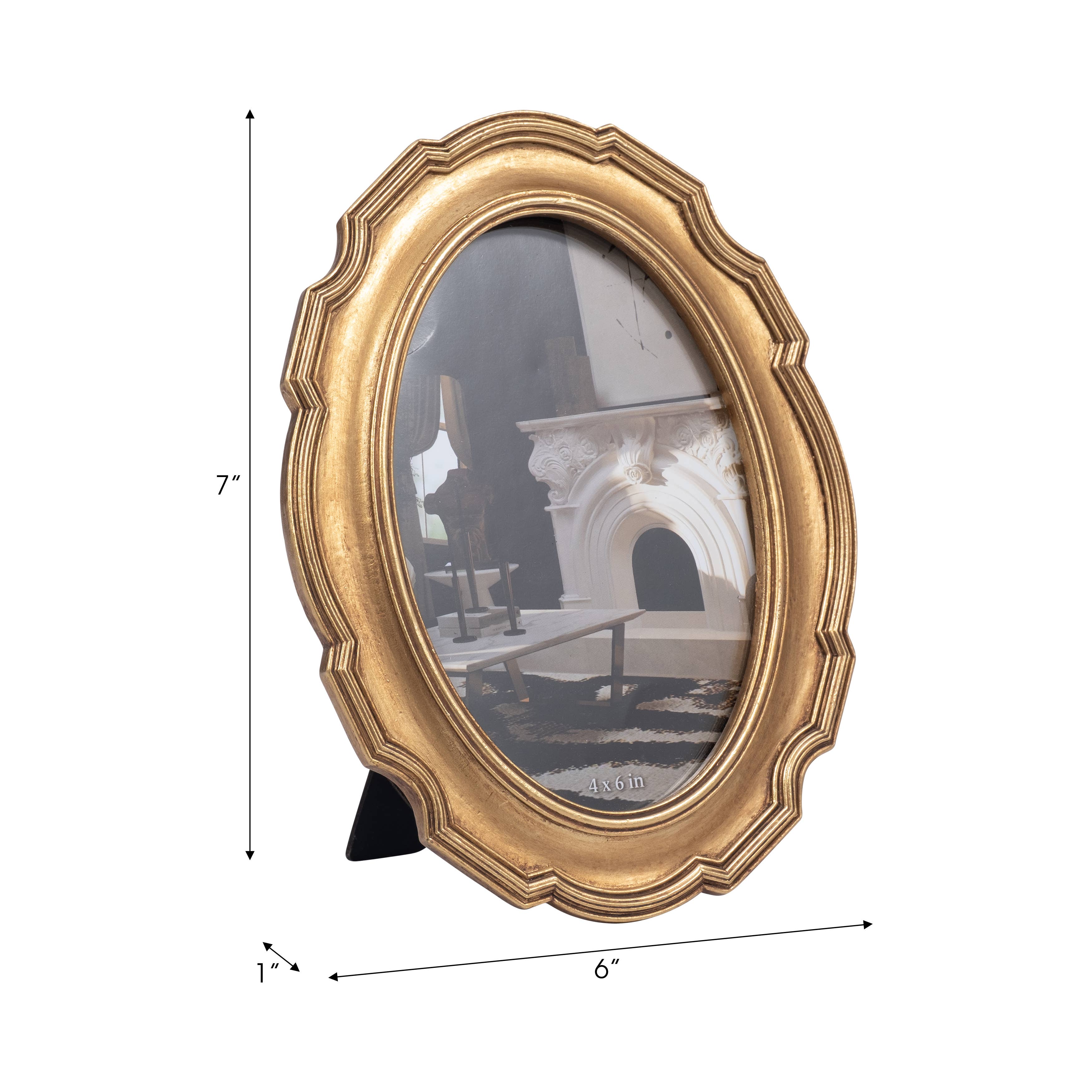 Sagebrook Home - Wholesale Picture Frame - Photo Frame - Gold Polyresin Round Vintage Style, 4x6 in.3