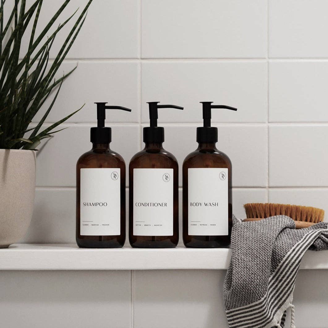 So At Nature - Wholesale Zeepdispenser/zeeppompje - Set van luxe dispenser voor bodywash, shampoo en conditioner - So At Nature4