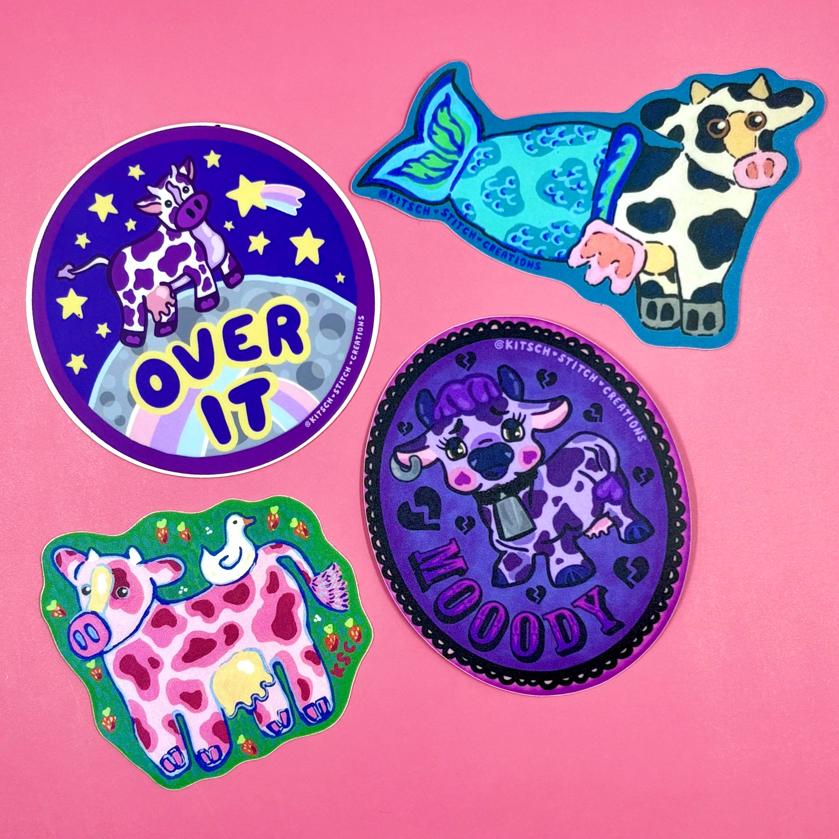 Kitsch Stitch Creations - Wholesale Sticker - Mermaid Cow Vinyl Sticker2