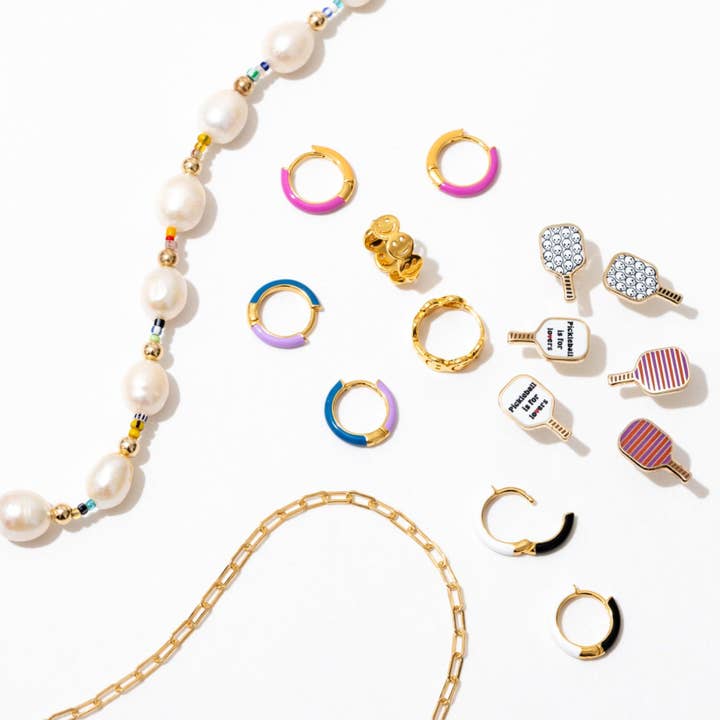 Larissa Loden - Wholesale Huggie Earrings - Smiley 14k Gold Plated Huggie Hoop Earrings3