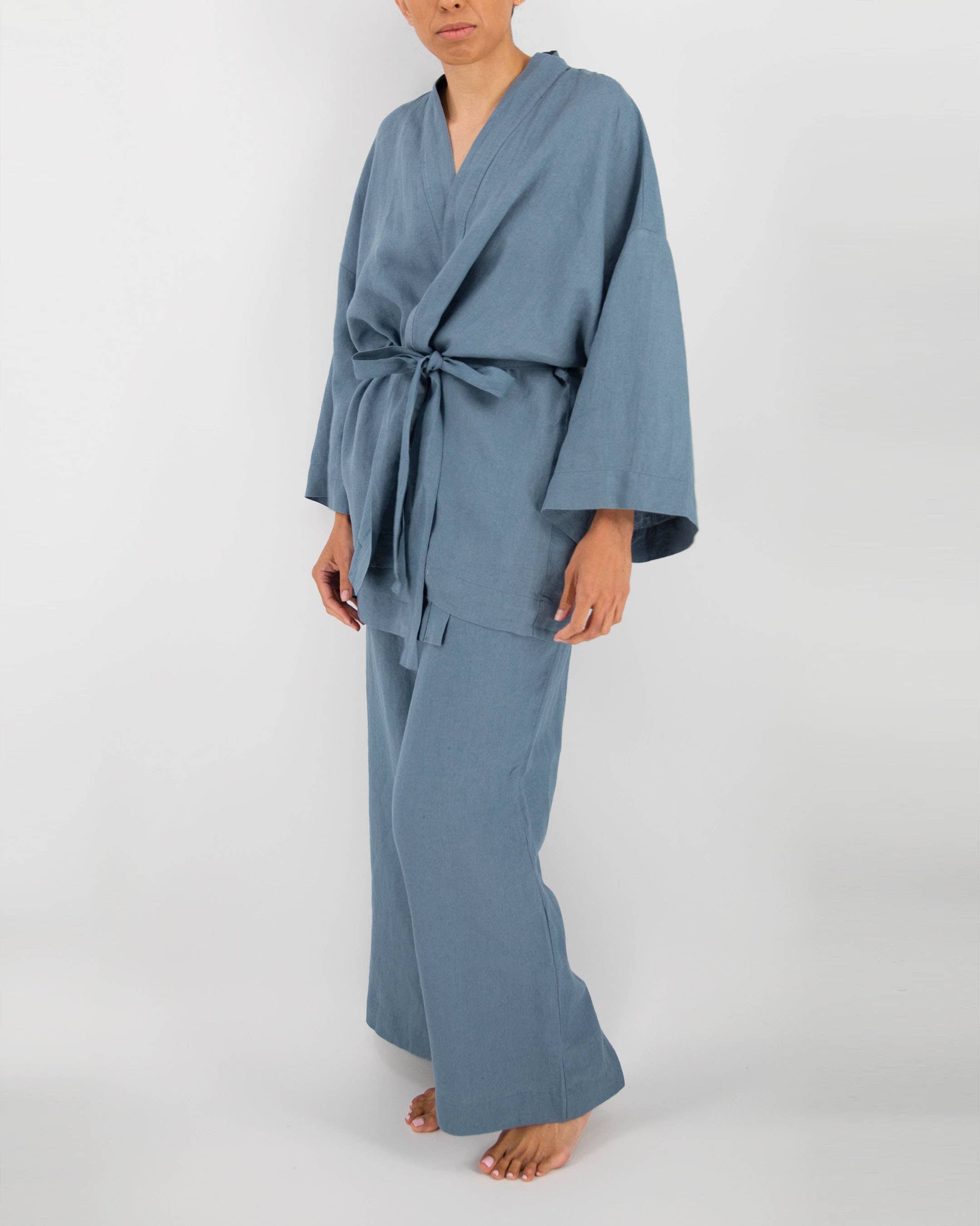 Sunday Morning – Engroshandel Pyjamasæt - Dame – Naoko linned kimono nattøjssæt2