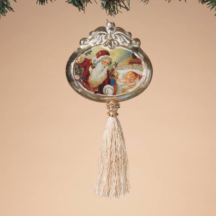 Promos 4.5"H Glass Ornament w/ Tassel for wholesale by The Gerson Companies