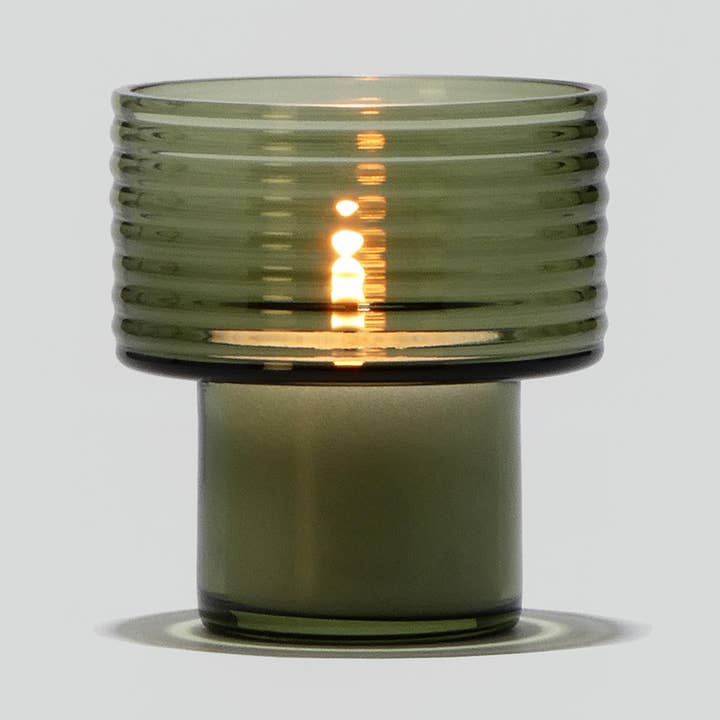 Castiçal em vidro GLOW TOGETHER Pequeno hi em Verde Fumado por atacado de Glasscor | Hand∙Blown Glass