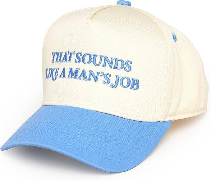 Funky Junque - Wholesale Baseball Cap - Unisex - Two Tone Cap: That Sounds Like a Man's Job - Lt Blue/Beige2