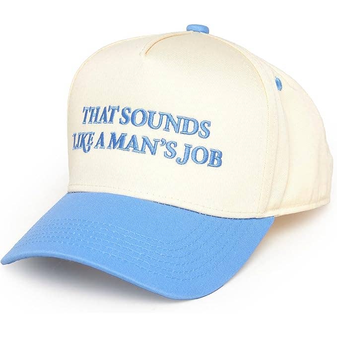 Funky Junque - Wholesale Baseball Cap - Unisex - Two Tone Cap: That Sounds Like a Man's Job - Lt Blue/Beige2