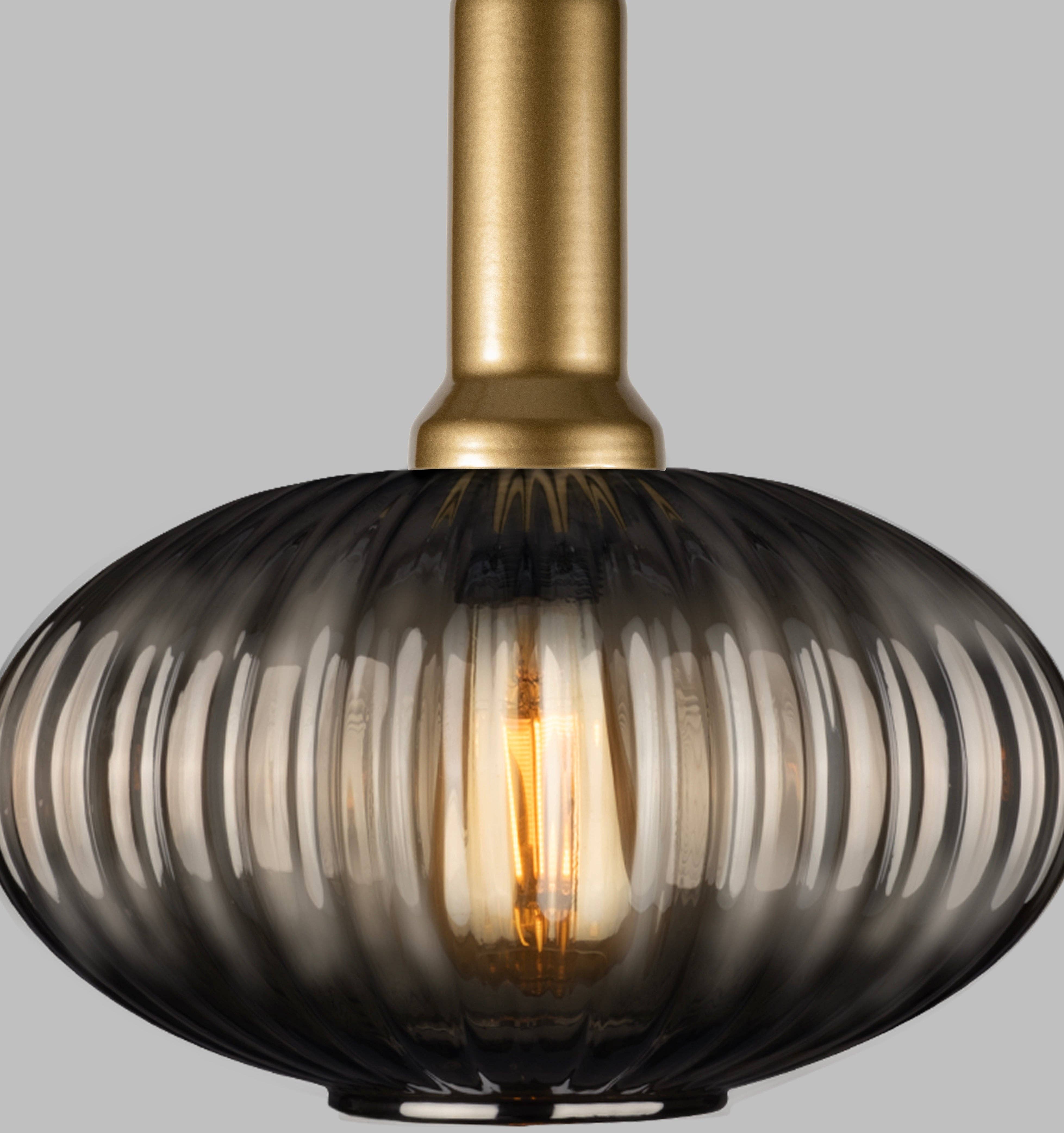 Eclipse Lighting - Wholesale Chandelier/Hanging Light - Smoke Gray Modern Glass Pendant Light, Custom Ribbed Glass Pendant Lighting, Multi Lighting for Stairwell Long Chandelier, Elegant Light7