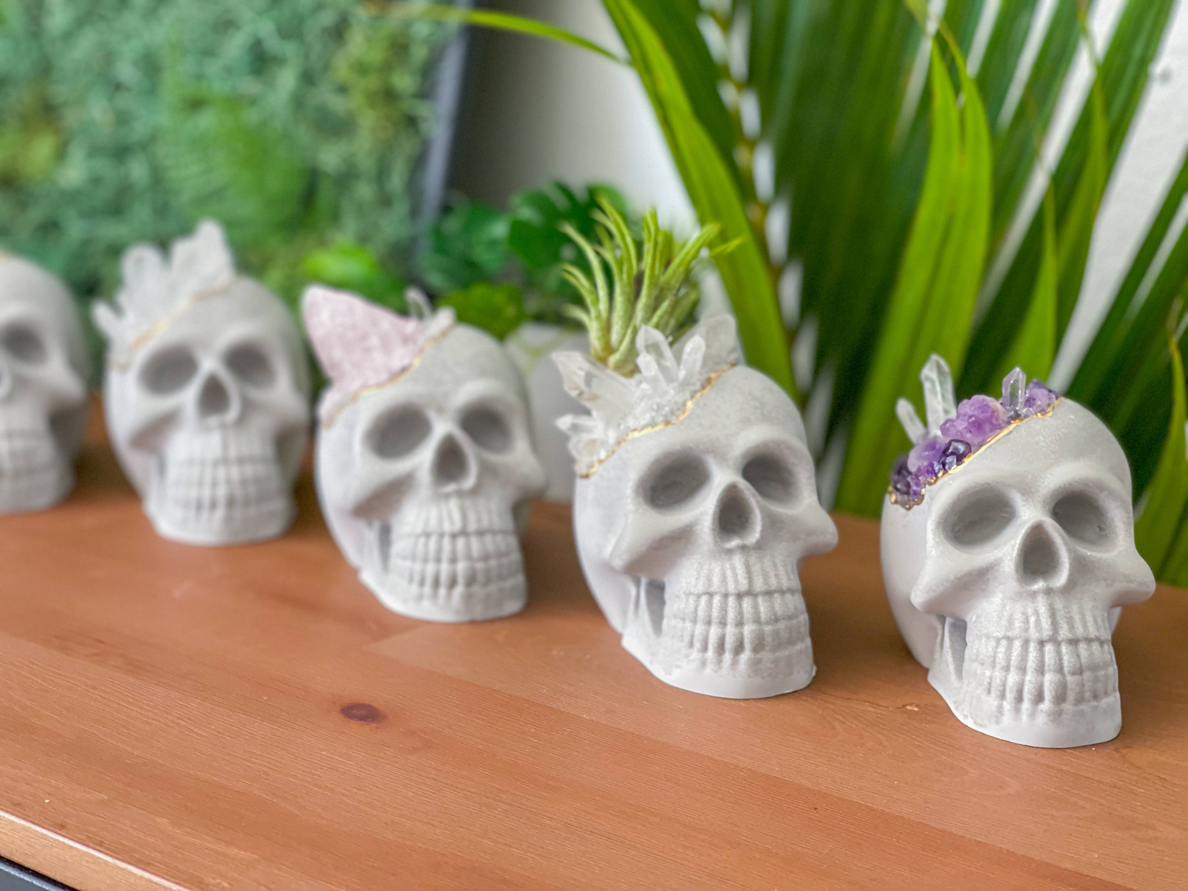 Planters Made in the USA - Wholesale Decoratief beeldje - Groot schedelbeeld van rozenkwarts en natuurlijke kristallen4