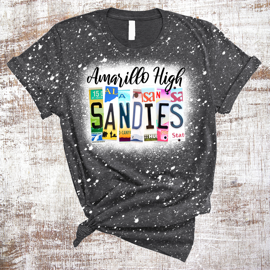 Sweet Tees - Wholesale T-Shirt (Graphic) - Women's - Spirit Shirts School Mascot License Plates Bleached Tee1