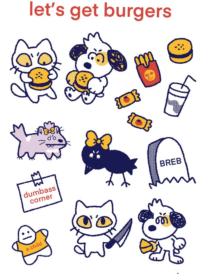 Let's Get Burgers Sticker Sheet By Ash S. for wholesale by Silver Sprocket